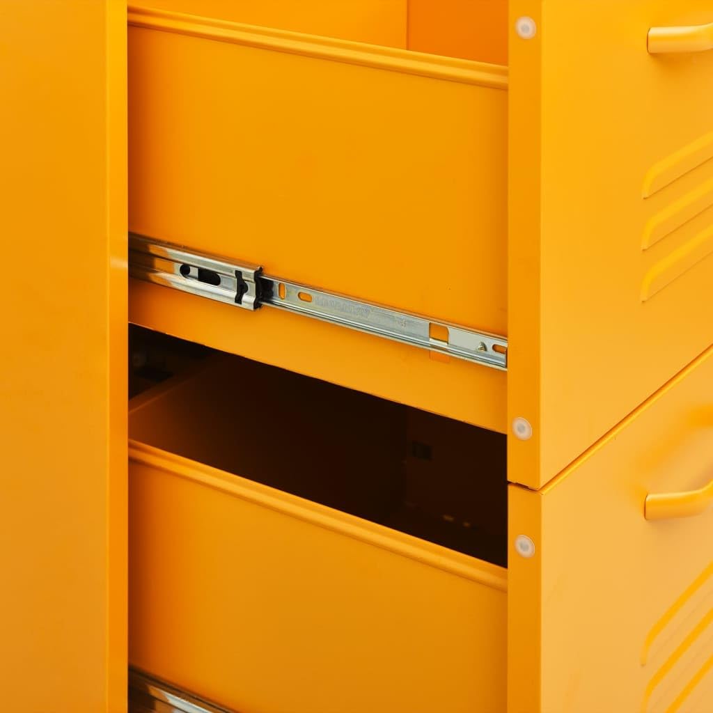 vidaXL Armario Almacenamiento Aparador Librería Alacena Estantería Organizador Muebles Hogar Estable Acero Amarillo Mostaza 80x35x101,5 cm