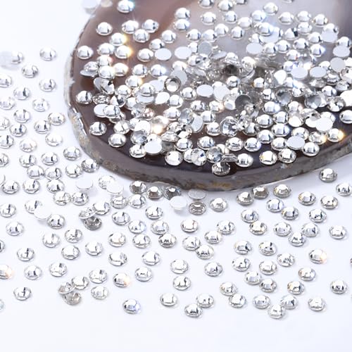 Image of Crystal Clear Flatback Rhinestones SS10 (2.7-2.8mm), 1440pcs Glass Nail Gems, Non Hotfix Rhinestones for Nails, Crafts, Clothing, DIY Bling Decorations
