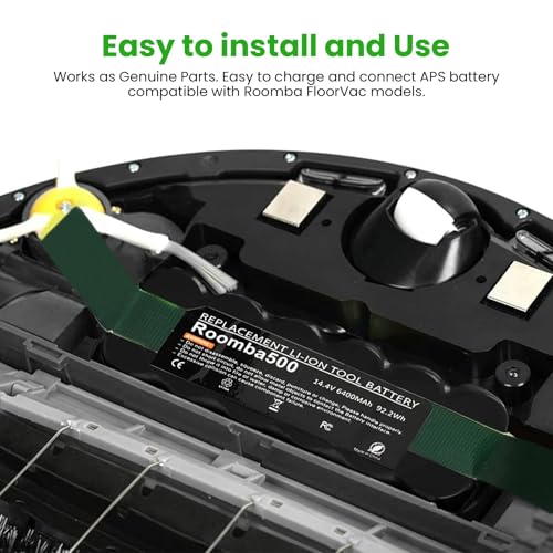 6400mAh Ersatzakku für iRobot Roomba Li-Ion Akku14.4V 6400Ah Akku für Roomba 500 600 700 800 Serie Ersatzakku Passt R3 irobot 581 450 700 605 621 880 785 Akku-Schwarz