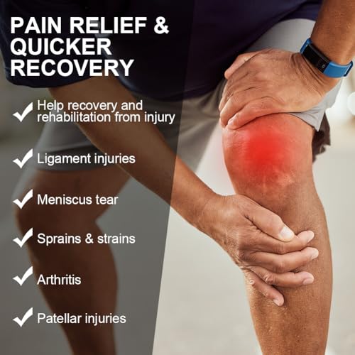 AOOWU Kniestütze, Athletics Kniebandage für Männer Frauen, Verstellbarer Kompressionsbandage mit Stahlplattenhalterung & Patella Gel Pads für Meniskusriss, Arthritis, ACL,Gelenkschmerzen, Laufen,Sport