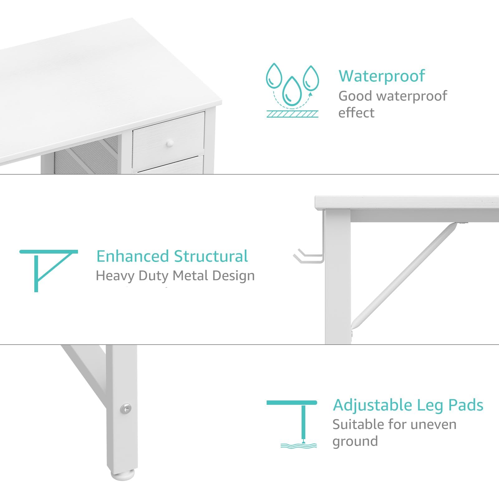 Lufeiya Schreibtisch weiß Mit Schubladen Schreibtisch Klein 100cm,Klein Computertisch für Büro Studium Homeoffice