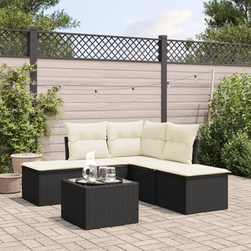 Xichuzi Set Muebles de jardín 6 Piezas y Cojines ratán sintético Negro, Conjunto Jardin Exterior, Muebles Jardin Exterior, Conjunto Terraza, Terraza Exterior Chill out - 3217726
