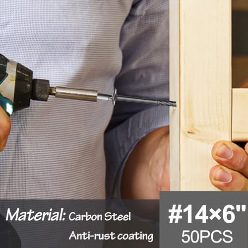 image for GHLTXKJ #14×6 Inch Outdoor Wood Screws, 50pcs T30 Star Drive Deck Scr