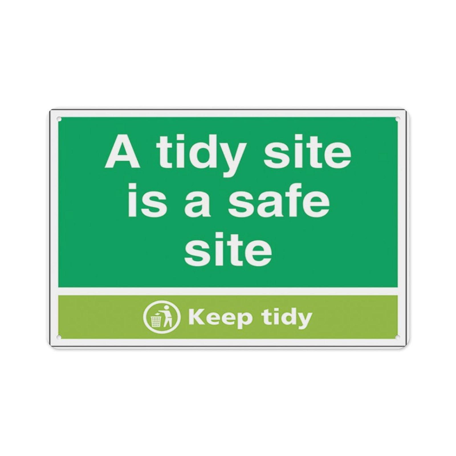 peiyeety A Tidy Site Is A Safe Site, Keep Tidy Aluminum Tin Warning Signs For Home Outdoor Garden 12X16 Inches