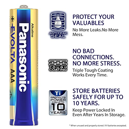 Image of Panasonic Evolta Premium AAA Alkaline Batteries - 4-Pack, Long-Lasting Power, Mercury-Free, Anti-Leak Seal - 10-Year Protection