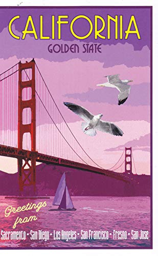 STATES8CAL CALIFORNIA Golden State, Greetings from Sacramento, San Diego, Los Angeles, San Francisco, Fresno, San Jose, A U.S. State POSTCARD from HibiscusExpress
