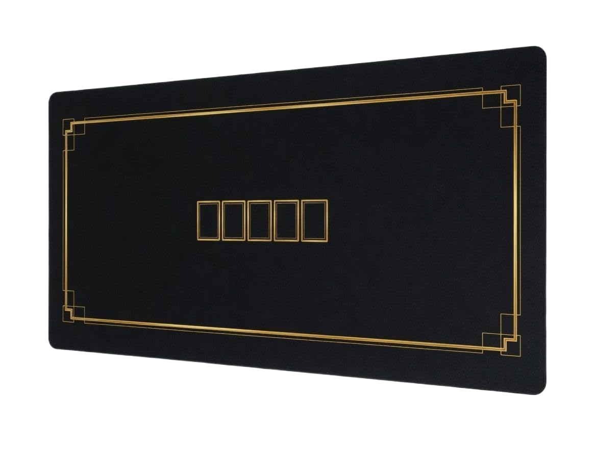 Alfombrilla de póquer 180 x 90 cm negro y dorado con bolsa portátil paño casino mantel Texas Hold'em antideslizante resistente al agua impermeable amortiguador ruido
