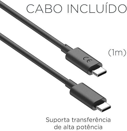 Carregador de Parede USB-C, 68W, Turbo, com 1 Cabos de 1 Metro, cor Preto
