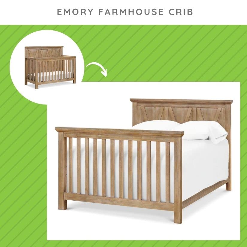 Image of Full-Size Conversion Kit Bed Rails for Monogram by Namesake, Formerly Franklin & Ben Convertible Cribs - Solid Wood Rail - Toddler & Adult Bed Rail for Full-Size Beds (Unfinished)