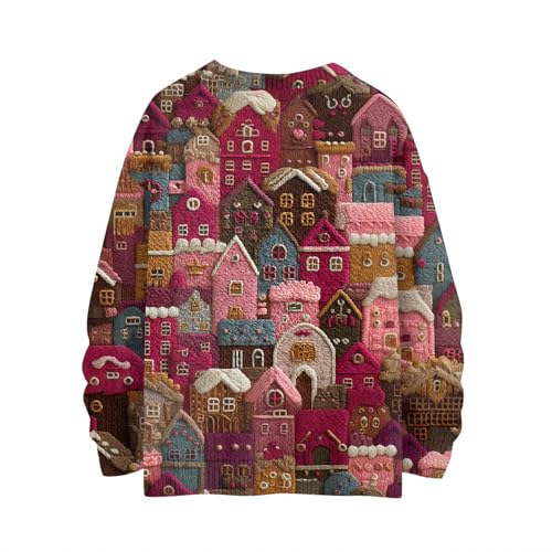 2025 Womens Ugly Christmas Sweaters Funny Cute Xmas Tree Reindeer Snowman Pullover Tops Long Sleeve Crewneck Sweater4