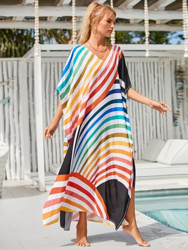 Image of Kaftan Dresses for Women Plus Size Bathing Suit Cover up Caftan Maxi Beach Dresses