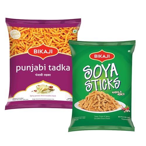 Bikaji Soya Sticks & Punjabi Tadka Combo – 400g | Ready to Eat Indian Namkeen | Crunchy Tea-Time Snack, Bar Snack & Party Mix | Authentic Spicy Munchies for Sharing, Travel & Everyday Snacking