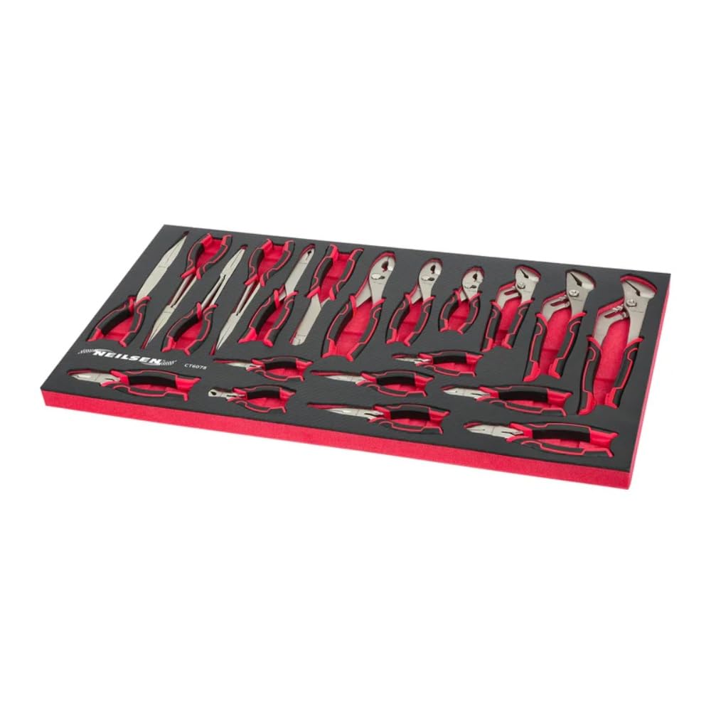 Neilsen CT6078 20pc Extreme Leverage Plier Set Drop Forged Carbon Steel Soft Grip Handles Mini Slip Joint Water Pump Long Reach Combination Long Nose Diagonal End Cutting Pliers