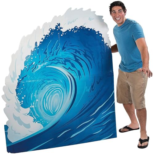 Fun Express Surf Wave Cardboard Standup, 5 Feet - Surf Party Decor and Photo - VBS Vacation Bible School Supplies/Decor