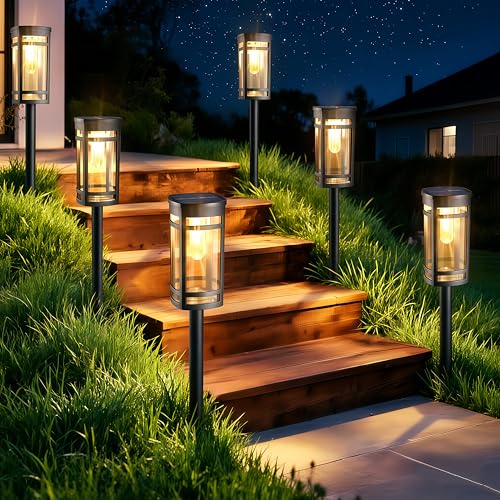 iBaycon Lampes Solaires pour Jardin Extérieur,6 Lampes Solaires Led Blanc Chaud, Éclairage Solaire Étanche Pelouse,Lampes Solaire d'Extérieur...