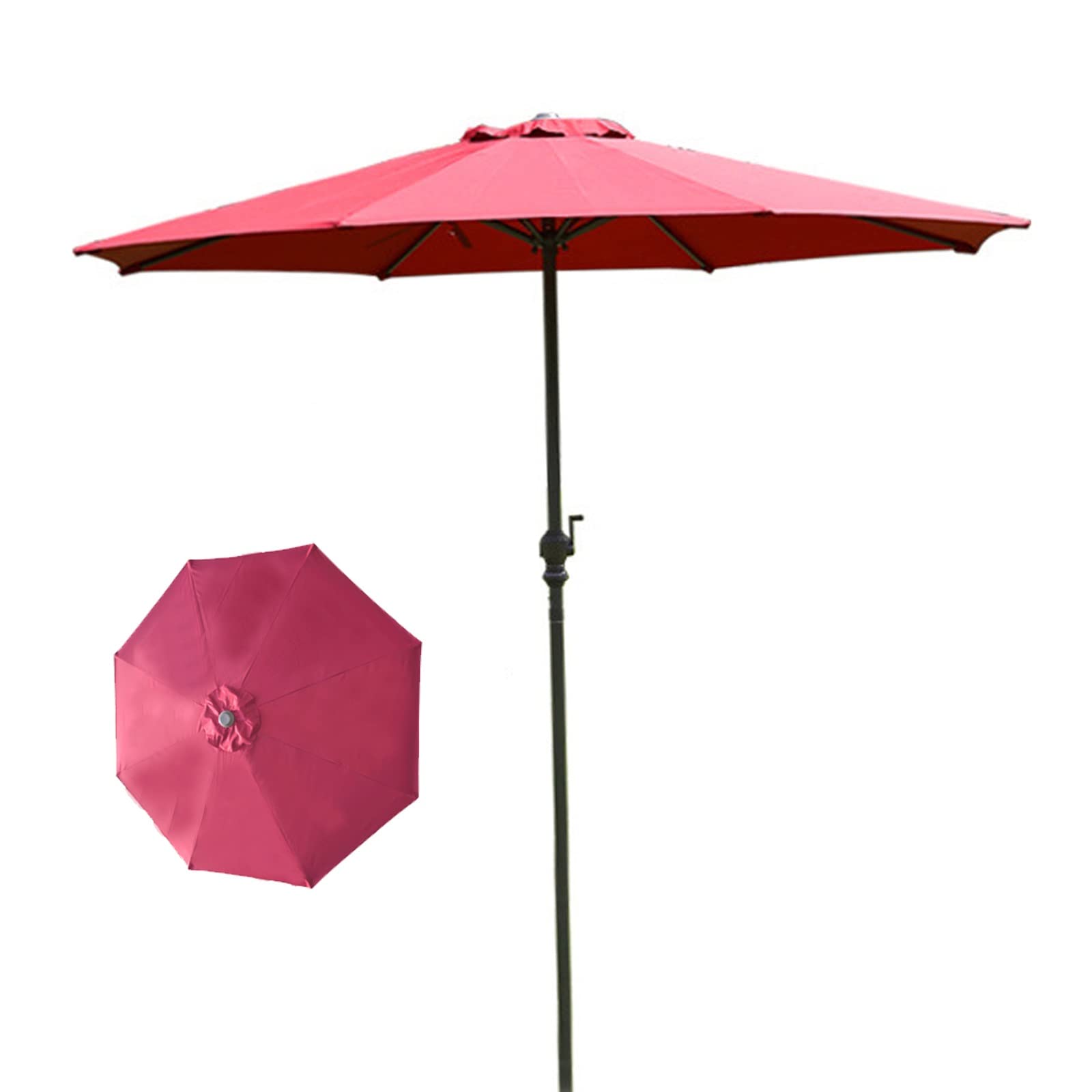HCZKIUJY Outdoor Garden Parasols Parasols 9' Patio/Garden Umbrella with Crank, Perfect for Outdoor Yard, Beach Commercial Event Market, Camping, Swimming Pool Side (Red 106inch)