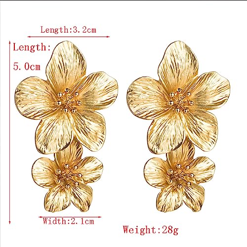 Double Sculptural Flower Earrings Statement Earrings for Women4