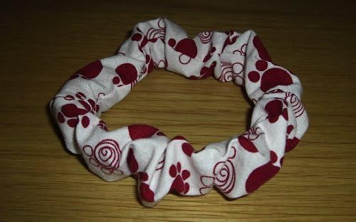 Red Paw Print Dog Scrunchie slip over collar bandana (L)