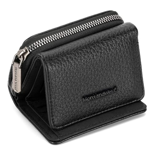 Image of Montana West Wallet Women RFID Blocking Wallets, Card Cases & Money Organizers Wallets with Zipper Coin Pocket, 1 Black, 4.3 inch x 3.3 inch x 1.6 inch, Casual
