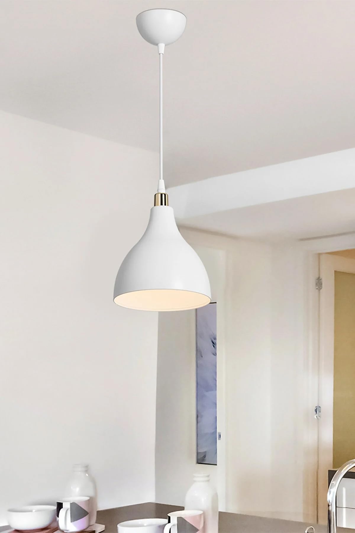 AG LightDesign Beyaz Sarkıt Avize Yatak Odası Salon Mutfak Koridor Lamba 18 AGnm94