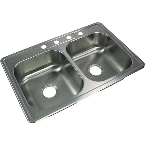 Transolid STDE33227-4 Kitchen Sink, 33-in x 22-in x 7-in, Stainless Steel