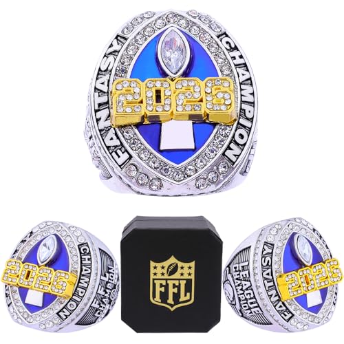 noblehead 2026 Fantasy Football Championship Ring Heavy FFL Champion Trophy Ring Award Trophy for Fantasy Football League Winner (Size 11)