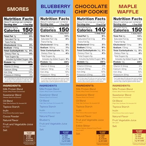 Image of Magic Spoon Cereal - High Protein Cereals - Sugar Free Snacks & Breakfast Food - Grain & Gluten Free Cereal - Low Carb & Keto Friendly - 4 Pack: Smores, Blueberry Muffin, Chocoloate Chip, Maple Waffle
