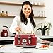 Westinghouse Retro 4-Slice Toaster - Six Adjustable Browning Levels - with Self Centering Function & Crumb Tray - Including Warm Rack for Bread, Bagels, Sandwiches, & Croissants - Red