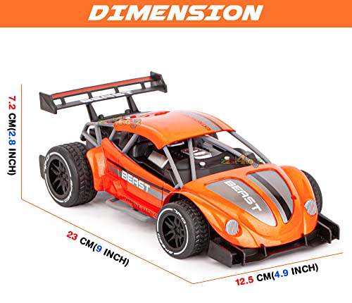 Image of Zest 4 Toyz RC Car, Orange, High Speed, 2.4Ghz, 4Channel, USB Rechargeable, Alloy Body, Realistic Drift, Gift for Boys & Girls (36+ Months), Small, Unisex