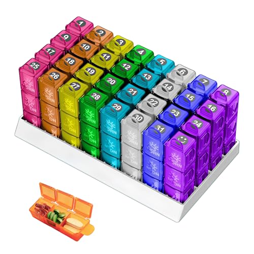 Sumdpt 30 Day Pill Organizer Monthly Pill Organizer 3 Times a Day BPA Free Pill Case Portable Medicine Organizer for Elderly &Travel