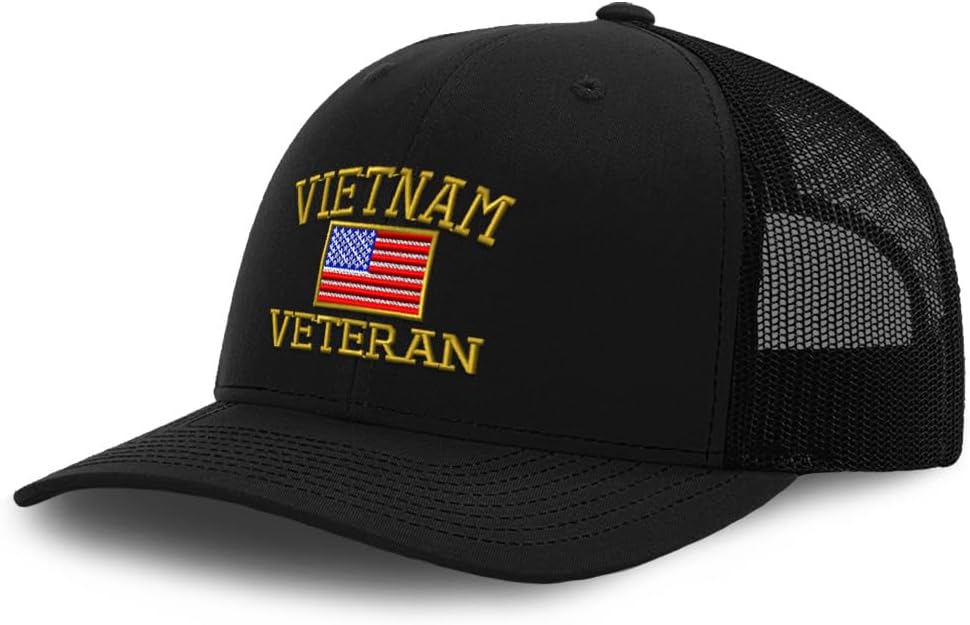Custom Mesh Cap Hat Embroidered Vietnam Veteran War B Embroidery Trucker Hats for Men & Women Cotton