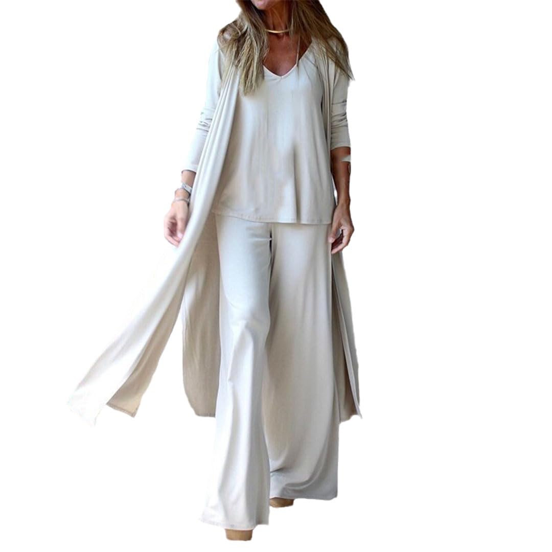 Conjunto Informal De Tres Piezas para Mujer, Pantalones Rectos con Cuello En V para Oficina, Traje De 3 Piezas