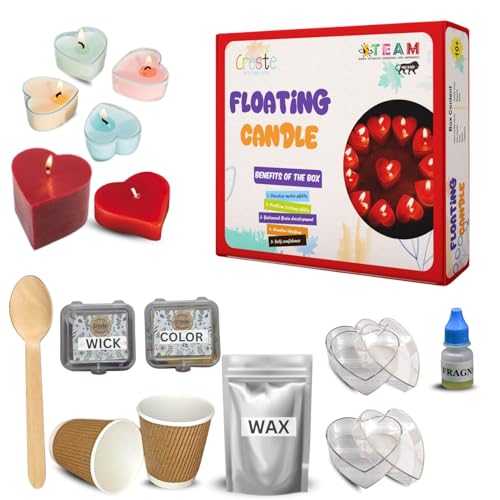 Floating Candle Making Kit for Kids and Adults – DIY Heart-Shaped Wax Art Kit with Fragrance – Creative Birthday Gift, Return Gift, Festive Home Decor Craft Kit for Girls, Boys & Beginners