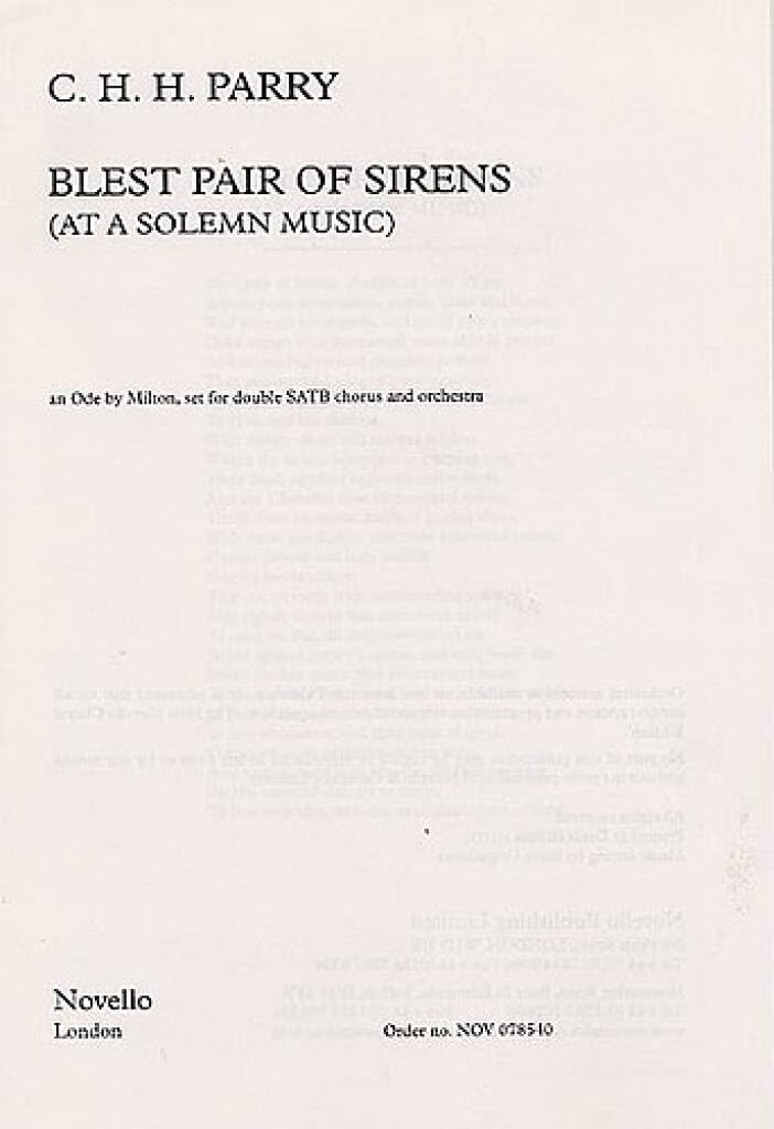 Blest Pair Of Sirens (Double Chorus). Mixed Choir And Piano/Organ.