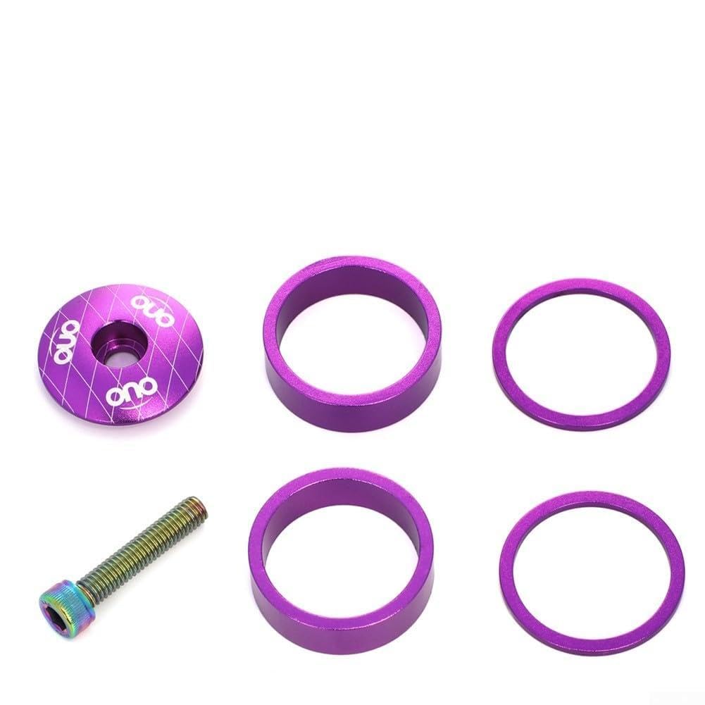 Aluminum Alloy Bike Headset Spacer with Stem Top Cap, 1 1/8 Inch Diameter (Purple)
