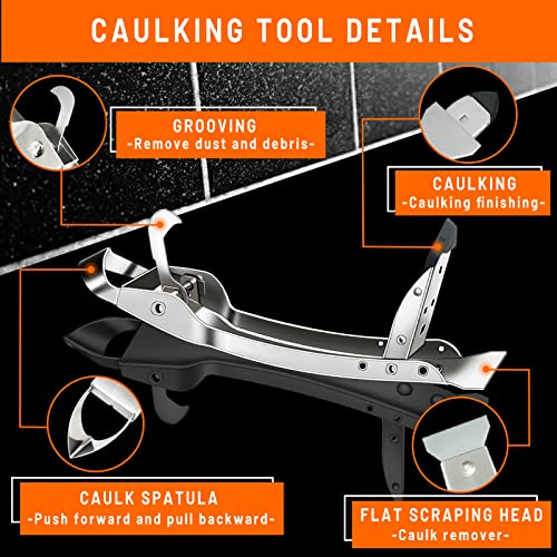 Caulking Tool Kit Stainless Steel Grout Removal Tool,4 in 1 Tile Caulk Remover Tool,Silicone Scraper Caulk Finishing Tools for Kitchen Bathroom Floor Sealant Caulking Window Sink Joint - Image 4