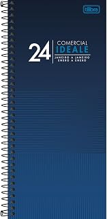 Tilibra - Agenda Executiva Espiral Diária 11,9 x 27,5 cm Comercial Ideale 2024 - Capa Azul