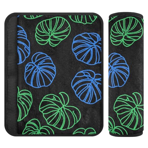 EtherSpher Plant Green Monstera Deliciosa car seat Neck Strap Cover, More Comfort Driving, car Trip Essentials for Backpack Truck Truck funda para cinturón de carro 2 Pack