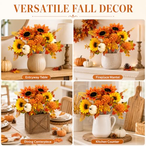 2Pcs Herbstblumen Künstlich, Herbstdeko Innen für Herbst Erntedankfest – Bild 5