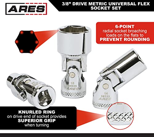 Image of ARES 39015 10-Piece 3 /8-Inch Drive Metric Universal Flex Socket Set