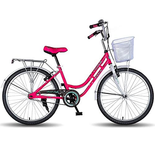 Image of Vaux Pearl Lady Cycles for Womens| Specially Designed for Only Ladies and Young Girls| It is Vibrant and Elegant Bicycle That Will Undoubtedly Provide Calm and Comfort While Riding (20T, White-Pink)
