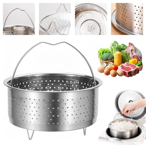 MFUSUL Panier Vapeur INOX 304, Insert Vapeur 20cm avec poignée, Panier passoire pour casseroles et autocuiseurs pour la Cuisson à la Vapeur de légumes,...