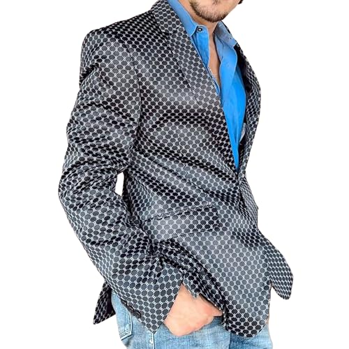 Men's Stylish Printed Blazers Slim Fit Business Casual Suit Jacket Banquet Office Versatile Sport Coat
