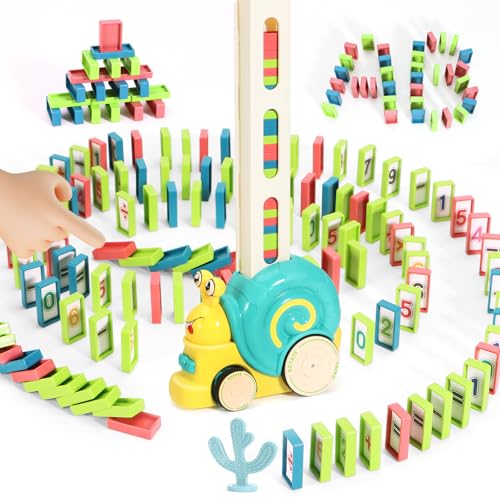BananMelonBM 180pcs Montessori Learning Automatic Dominos Train Set Toys for Kids Snail Domino Games Birthday Gift