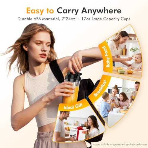 KOIOS 1000W Smoothie Blender 15 in 1 Single Serve Set Press Twist Design - image 7