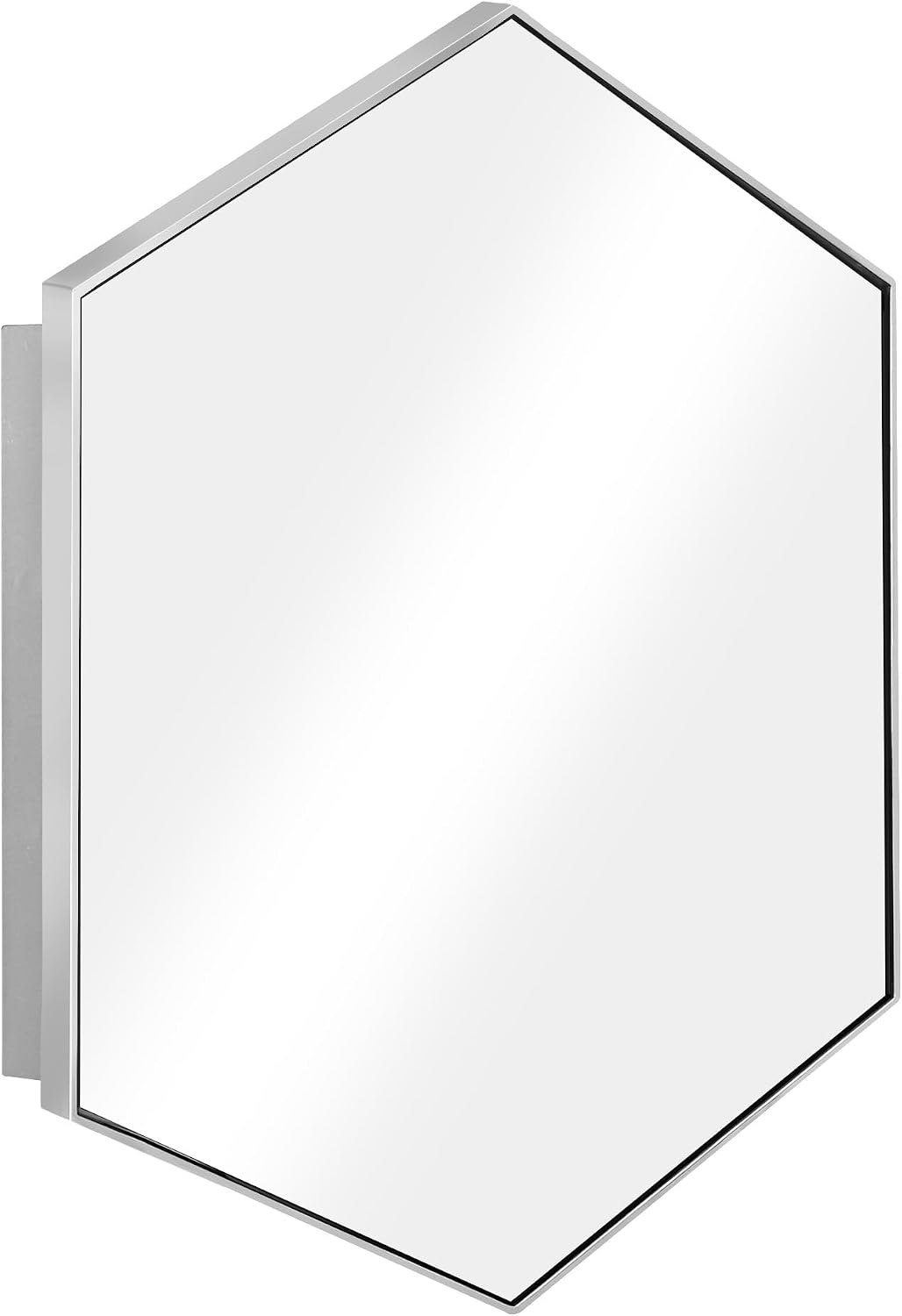 soges Bathroom Medicine Cabinet with 2 Storage Shelves, Hexagon Metal Framed Medicine Mirror Cabinet, Recessed or Surface Mount Installation, Beveled Edge Mirror, 24 x 34 inch, Black