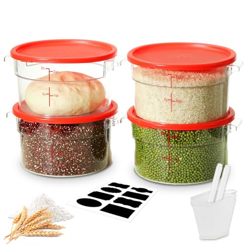 Image of 2QT&4QT 4PCS NSF Commercial Clear Food Storage Containers with Lids(RED)