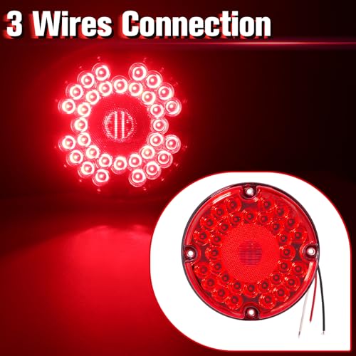 Image of 2PCS 7 inch 36 LED Round Trailer Tail Lights (Red)