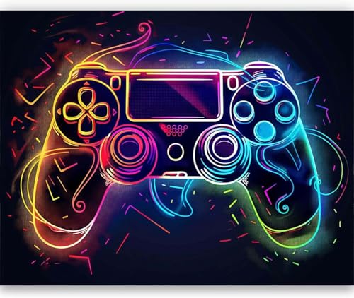 Fototapete Gamecontroller Neon-Graffiti-Kunst200 x 140 cm Vlies-Tapete XXL Wandtapete Wanddekoration Wohnzimmer Selbstklebend Wandtapete Schlafzimmer Wohnzimmer Möbelfolie