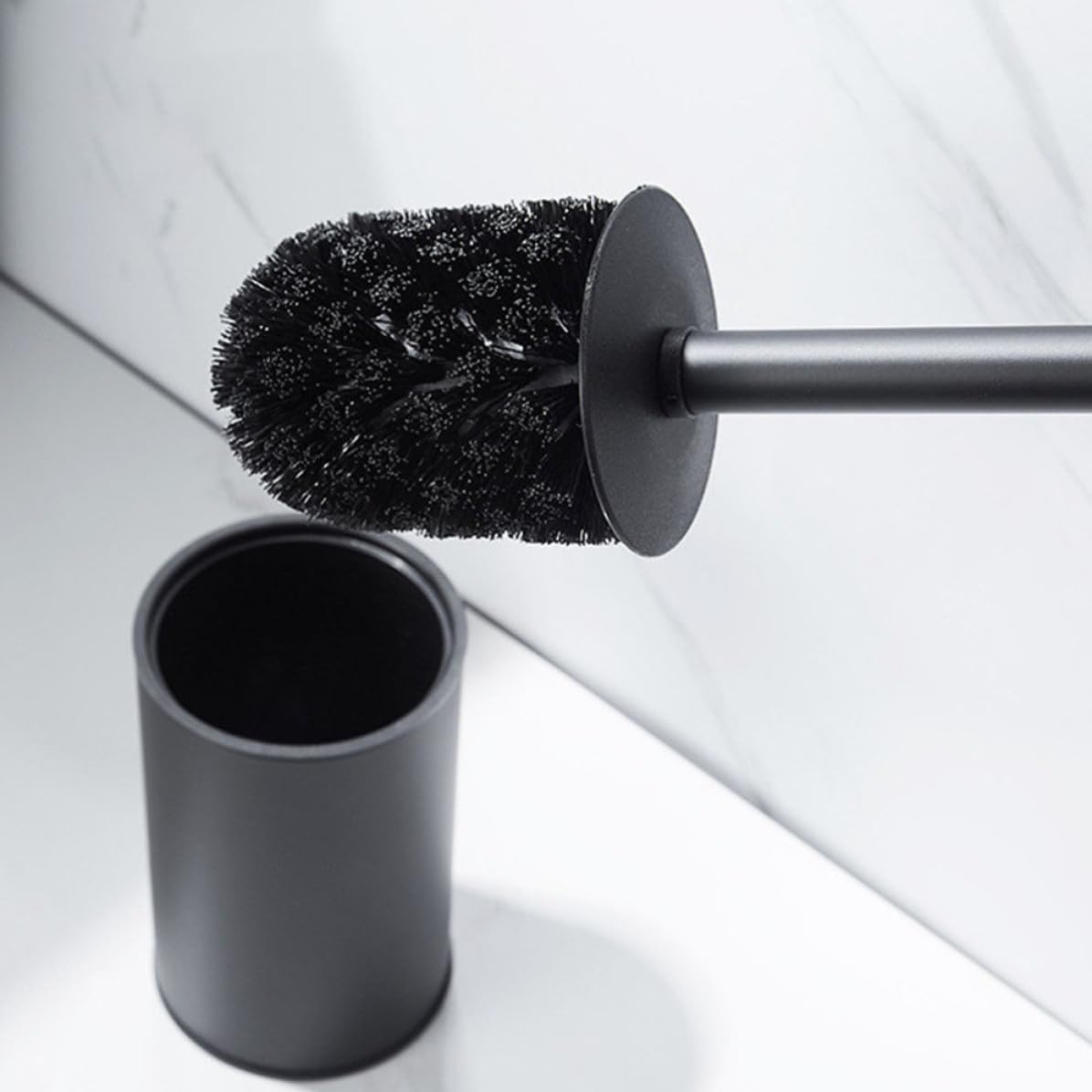 Cepillo Limpiador de Inodoro Soporte, Acero Inoxidable Negro